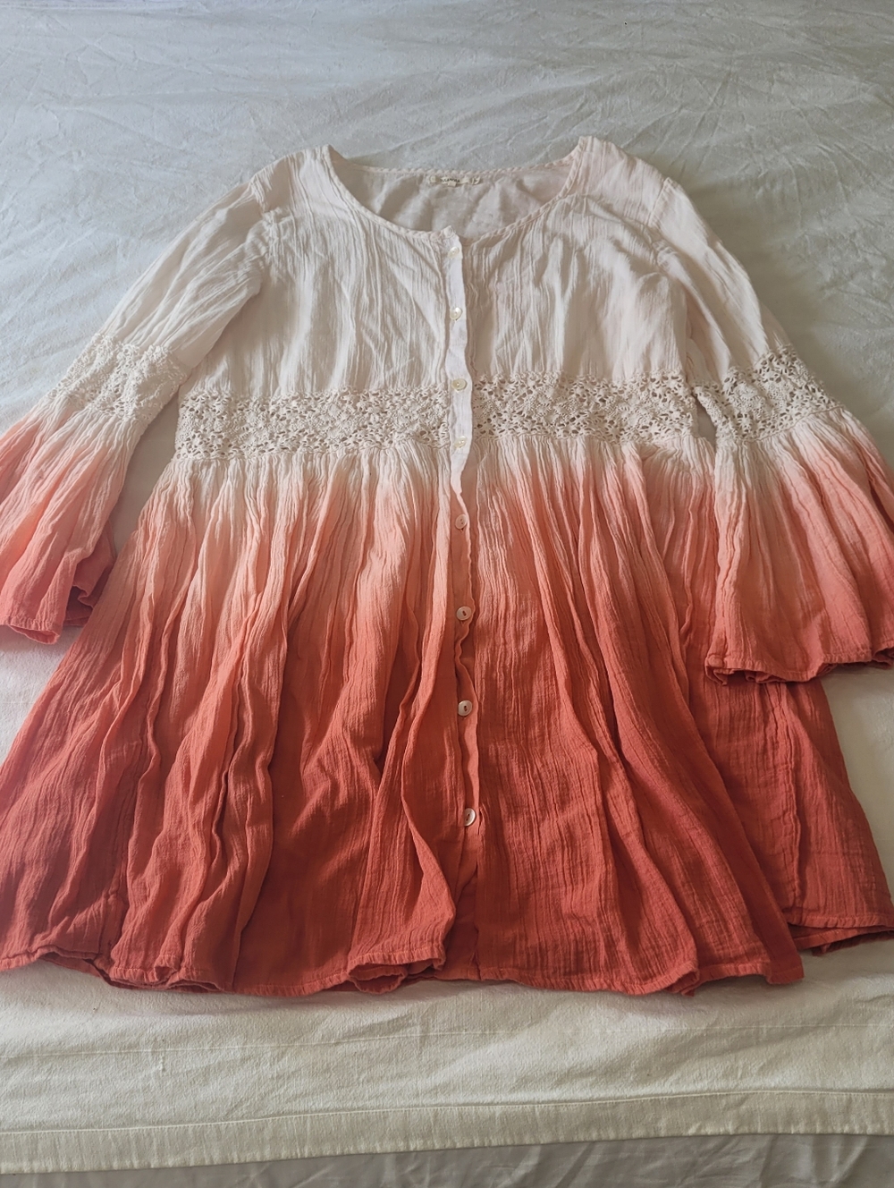 Tularosa Mini Dress Bell Sleeve Crochet Fairycore Coquette Feminine Cottage Core